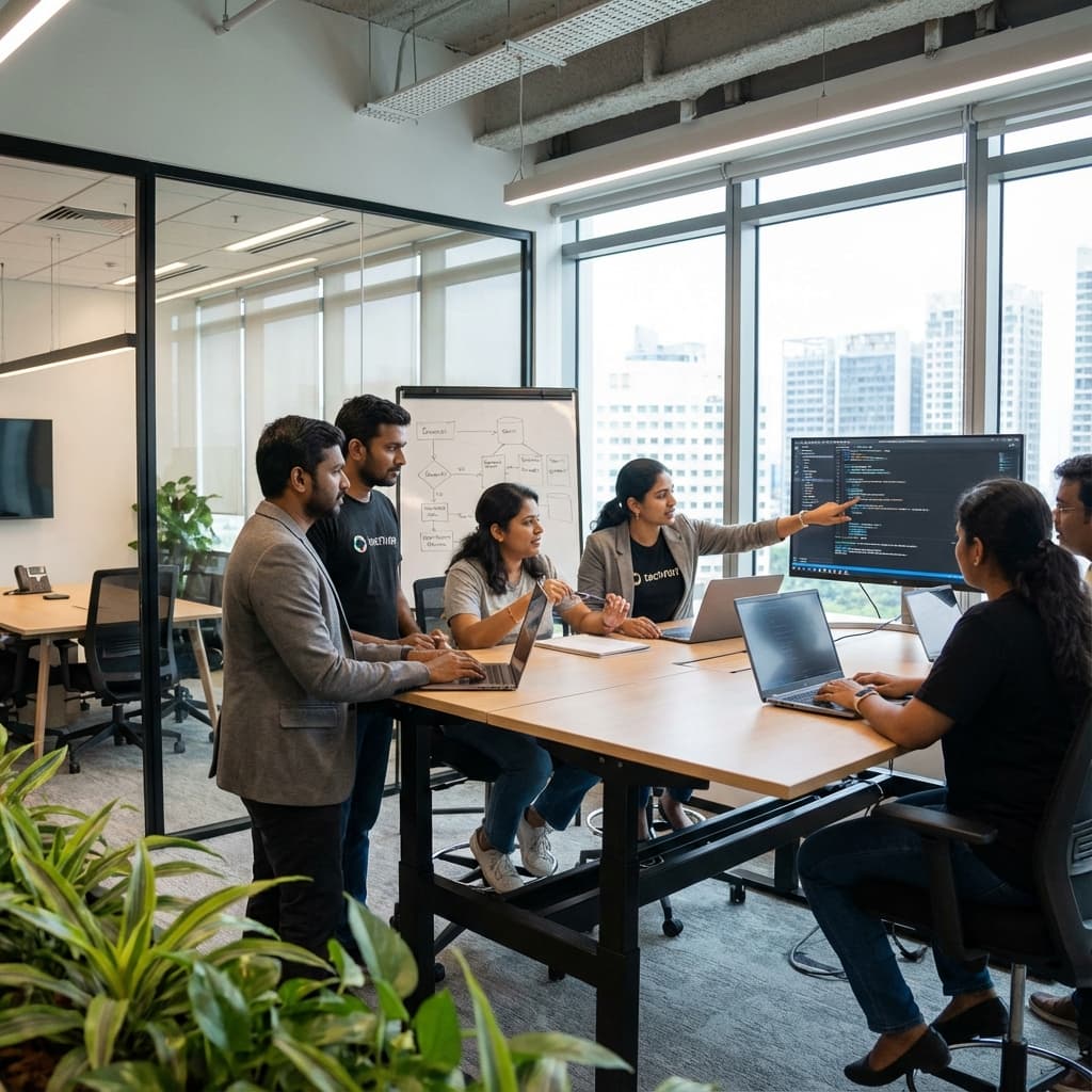 Krypton Minds development team collaborating on innovative software solutions